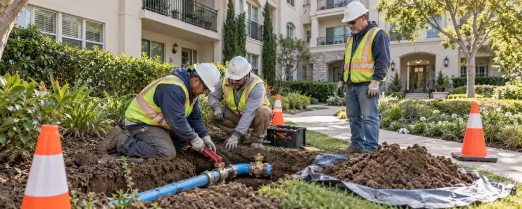 Condominium water service repair header