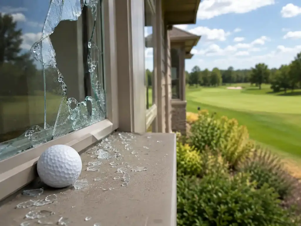 Hoa.golf.balls.broken.window