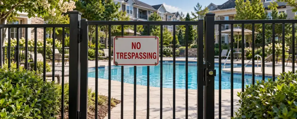 Hoa pool no trespassing header