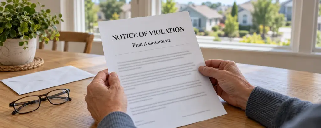 Hoa violation fines header